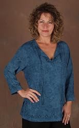 Embroidered 100% Rayon Tunic - Teal