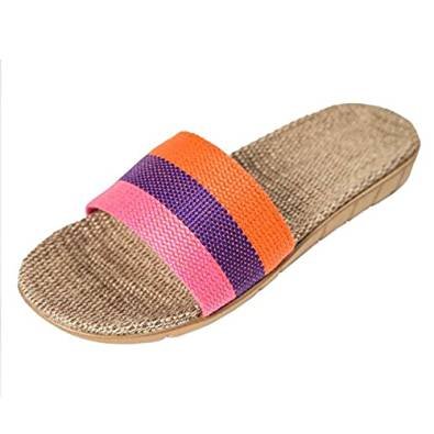 Urban CoCo Unisex Striped Linen Skidproof House Slippers