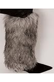 EH4231WL - Two-Tone Faux Fur Leg Warmers / Boot Covers / Boot Sleeves ( 4 Colors ) - Black/One Size