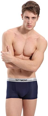 Men's Boxer Briefs, Ice Silk Super Fresh Cool Mesh skinny Sexy Dark Blue X-Small
