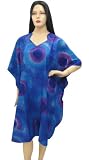 Sexy Blue Printed Kaftan Caftan Cover Up
