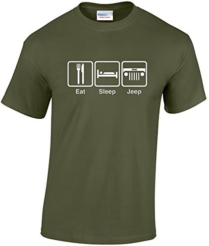 EatSleepTee Men's Eat Sleep Jeep T-Shirt X-Large Military Green