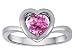 1.50 cttw 925 Sterling Silver Heart Engagement Promise of Love Ring with 7mm Round Created Pink Sapphire