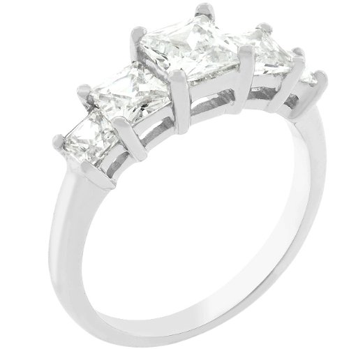 Princess 14k White Gold GP CZ Anniversary Ring Size 9