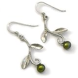Green Pearl Vine Earrings
