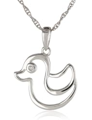 Sterling Silver Childrens Duck Pendant Necklace 13+3" Extender