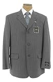 Alfani Mens Single Breasted 3 Button Gray Pinstripe Wool Suit - Size 40R