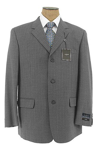 Alfani Mens Single Breasted 3 Button Gray Pinstripe Wool Suit - Size 40R