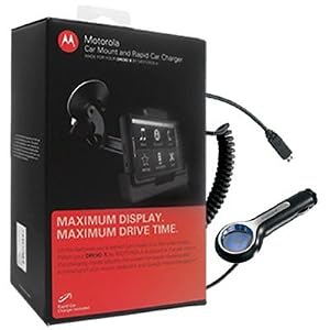 Motorola Droid X Car Mount with Rapid Car Charger in Retail Packaging