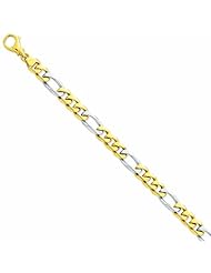 Genuine 14K Yellow Gold Two-Tone 9Mm Polished Fancy Link Bracelet 8 Inches 100% Satisfaction Guaranteed.