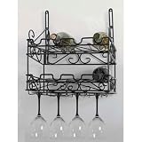 Concept Housewares Metal Wine and Glass Wall Rack, 31-inch by 12-inch
