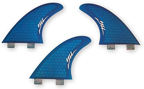 True Ames FCS Base YU Hexcore Thruster Surfboard Tri Fin Set Blue