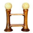 Handmade Carved Golf Ball Design Wood Bookcase - 31"