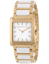 Kenneth Jay Lane Womens KJLANE-1607 900 Series White Dial Gold Ion-Plated Stainless Steel and White Resin Watch