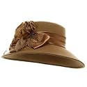 Down Brim Rose Wool Felt Hat-Camel