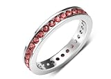 1.00cttw Natural Round Red Garnet (AA+ Clarity,Red-Color) Eternity Band in 14K White Gold.