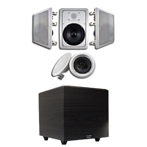 (5) 6.5 In-Wall Speakers (HT-65) w/15 Powered Sub (PSW15) by Acoustic Audio (5) 6.5 In-Wall Speakers (HT-65) w/15 Powered Sub (PSW15) by Acoustic Audio