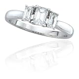 14k White Gold Emerald Cut 3-Stone Ring (1 cttw, I-J Color, I1, Clarity)