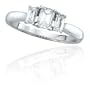 14k White Gold Emerald-Cut 3-Stone Ring (1/2 ct Center 1 cttw, I-J Color, I1, Clarity), Size 7