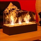3-flammiger Glaskamin, Tischfeuer, Tischkamin für Bioethanol oder Spiritus