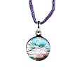 Handmade Murano Glass Pendant - Round S Purple/Silver Style1
