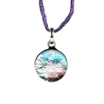 Handmade Murano Glass Pendant - Round S Purple/Silver Style1