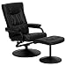 Contemporary Leather Recliner and Ottoman with Leather Wrapped Base (Black) (37.5H x 27.25W x 39D)
