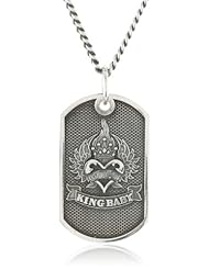 King Baby 24" Curb Link Chain with Chosen Dog Tag Sterling Silver Pendant Necklace