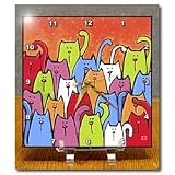 2 Dogs White Bird Pets Animals Cute Original Folk Art Painting - 6x6 Desk Clock