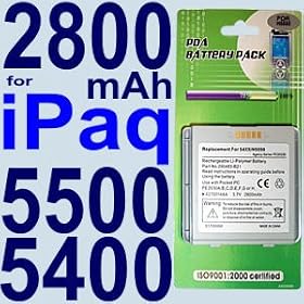 2800mAh Li-Polymer 290483-B21 Battery Replacement + Back Cover for HP iPaq 5100 5150 5400 5450 5455 5500 5550 5555 51xx 54xx 55xx PDA / Pocket PC