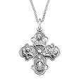 Sterling Silver Four Way Medal with Antique Finish, 24"