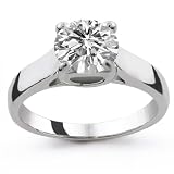 18k White Gold 1.00 Carat Round Cut Trellis Setting Solitaire Diamond Engagement Ring - (G-H;SI1-2)