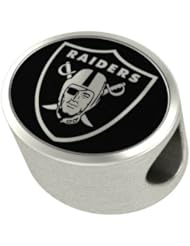 Oakland Raiders NFL Jewelry and Bead Fits Most European Style Bracelets. High Quality Bead in Stock for Immediate Shipping