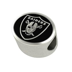 Oakland Raiders NFL Jewelry and Bead Fits Most European Style Bracelets. High Quality Bead in Stock for Immediate Shipping