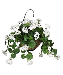 Artificial White Geranium Hanging Basket