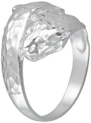 Italian Diamond Cut Sterling Silver PANTHER Ring - Size 5