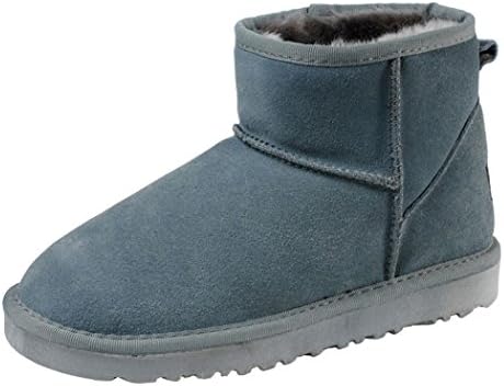 MILANAO Women Winter Frosted Leather Warm Flat Short Boots(8.5 B(M)US,gray)