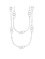 Sterling Silver Long Cable Link Chain with Interlocking Stations 36" LONG Necklace