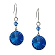 Sapphire Color 12mm Round Swarovski Drop Sterling Silver Earrings -- Made In USA