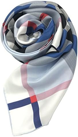 Nitaes Nita 100% Natural Mulberry Silk British Grid Scarf Blue
