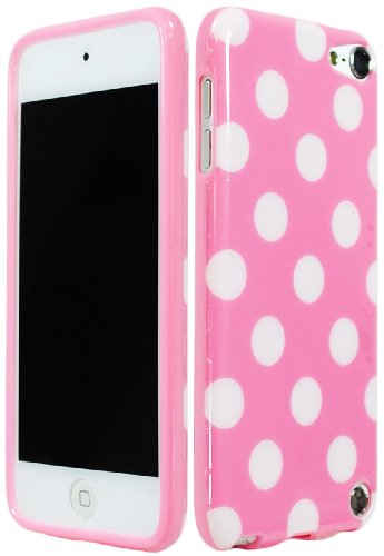 BasTexWireless Bastex Pink TPU Case with White Polks Dots for Apple iPod Touch 5, 5th Generation [Compatible with iPod Touch 6]