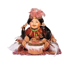 KACHINA 12 Porcelain Indian w Drum Doll By Golden Keepsakes by Golden Keepsakes Dolls