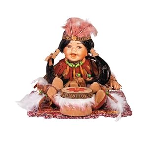 KACHINA 12 Porcelain Indian w Drum Doll By Golden Keepsakes by 