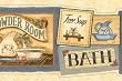 Blue Bathroom Signs Wallpaper Border