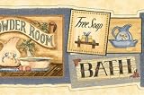 Blue Bathroom Signs Wallpaper Border