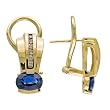 14K Yellow Gold Sapphire and Diamond Earrings