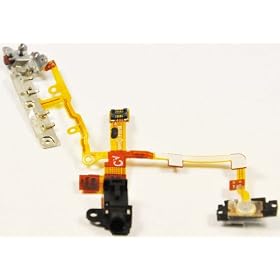 iPhone 3g 3gS Headphone Audio Jack Flex Cable With Metal Buttons Pre-Installed - Black by 