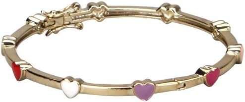 Multi Color Enamel Heart Gold Tone Bangle Cuff Bracelet 45 mm