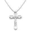 14k White Gold Diamond Cross Pendant with Chain (0.18 cttw, G-H, SI)