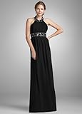 IMAGE OF David's Bridal Chiffon Halter Gown w/ Beaded Neckline and Waist Style FI211015, Black, 16
